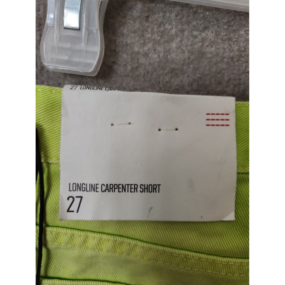 BDG Longline Carpenter Shorts Womens 27 Lime Green Raw Hem Denim NEW - Picture 8 of 12